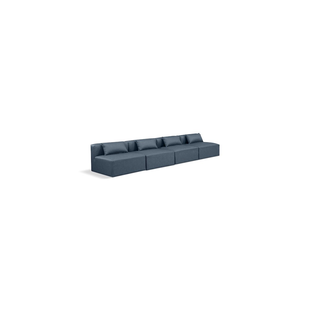 Cube Navy Blue Vegan Leather Modular Sofa