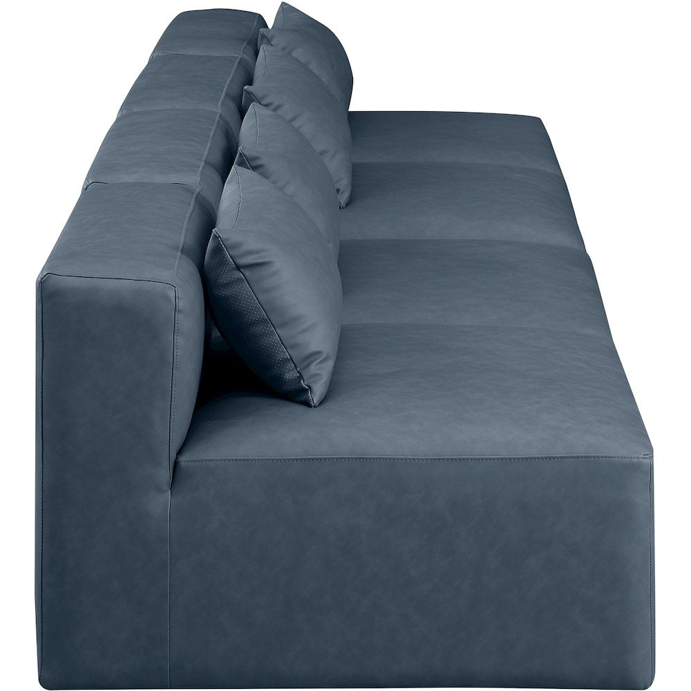 Cube Navy Blue Vegan Leather Modular Sofa