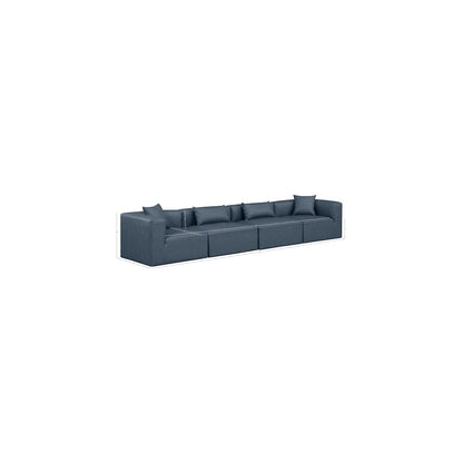 Cube Navy Blue Vegan Leather Modular Sofa