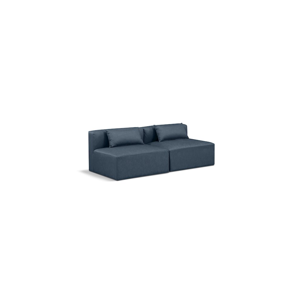 Cube Navy Blue Vegan Leather Modular Sofa