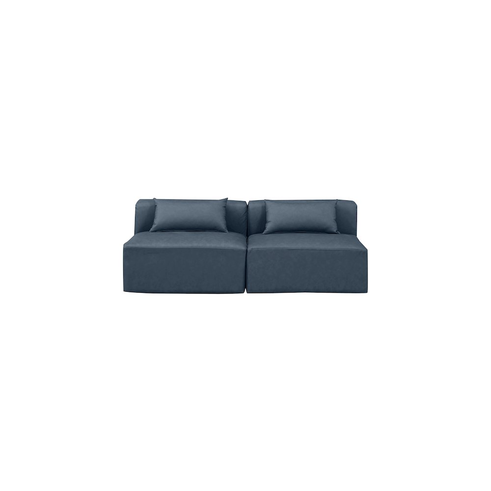 Cube Navy Blue Vegan Leather Modular Sofa