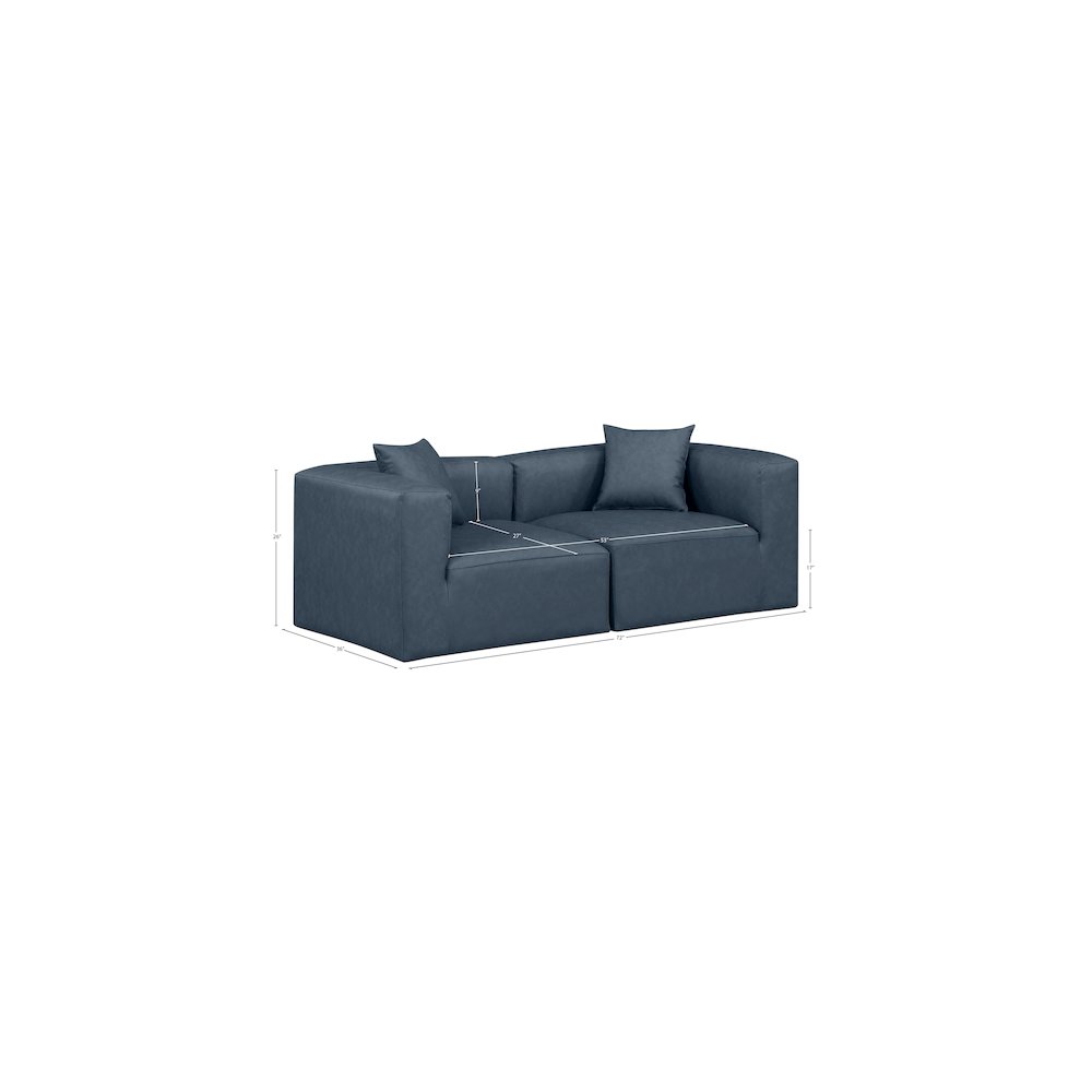 Cube Navy Blue Vegan Leather Modular Sofa