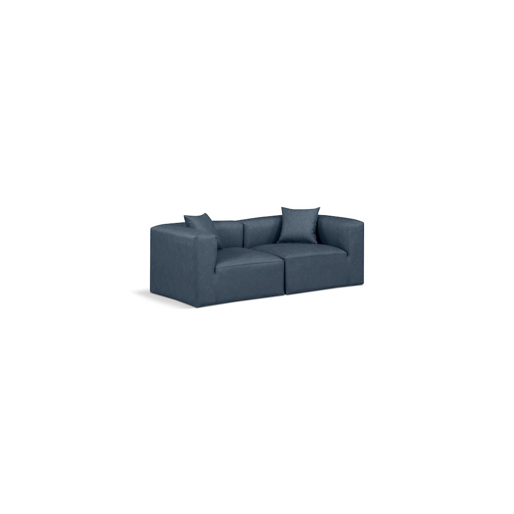Cube Navy Blue Vegan Leather Modular Sofa