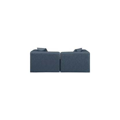 Cube Navy Blue Vegan Leather Modular Sofa