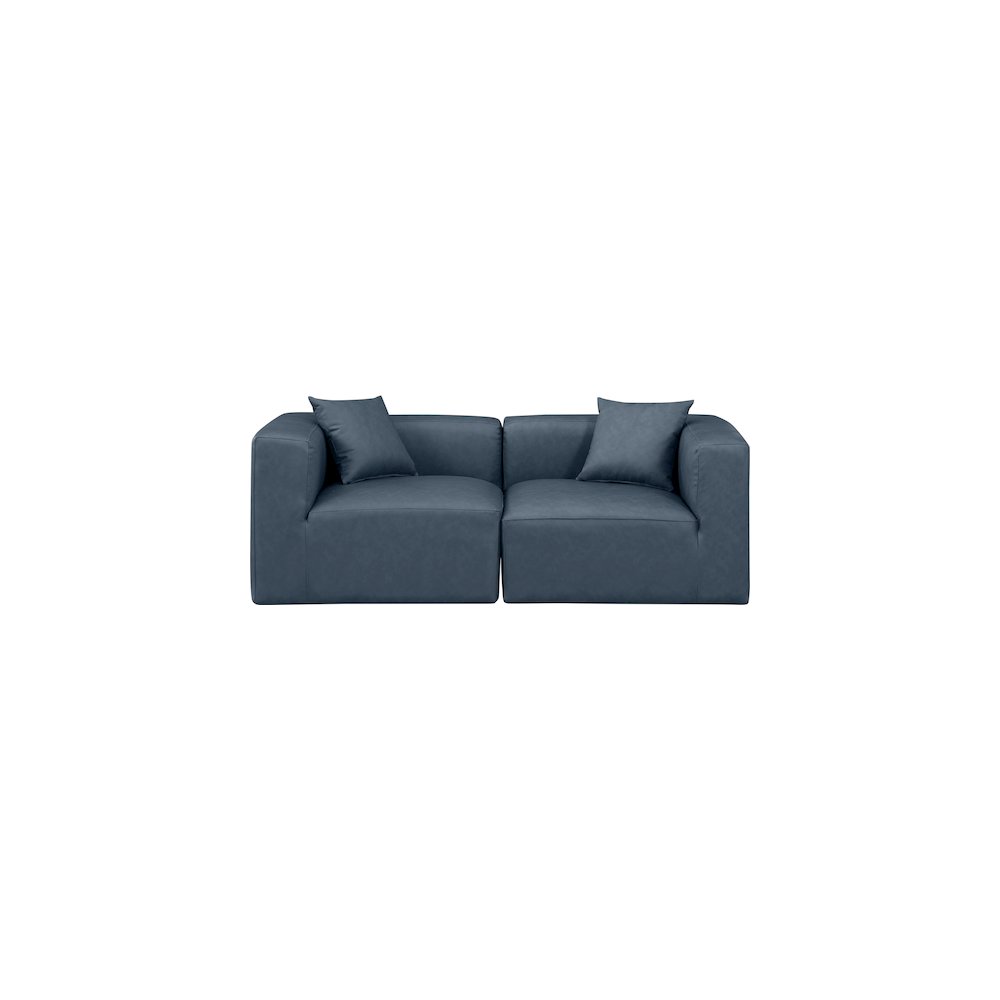 Cube Navy Blue Vegan Leather Modular Sofa