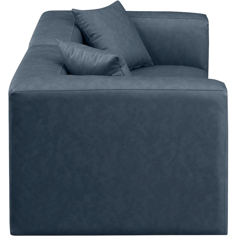Cube Navy Blue Vegan Leather Modular Sofa