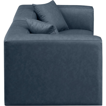 Cube Navy Blue Vegan Leather Modular Sofa