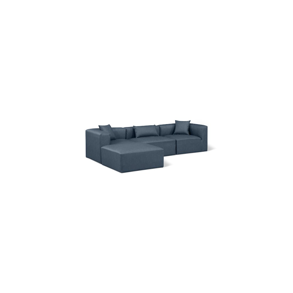 Cube Navy Blue Vegan Leather Modular Sectional