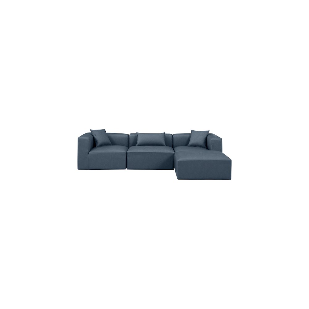 Cube Navy Blue Vegan Leather Modular Sectional