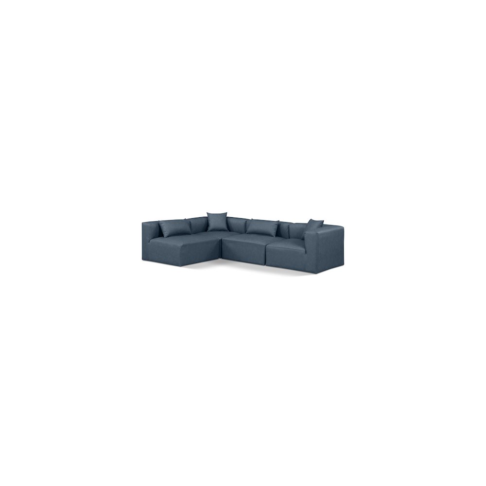 Cube Navy Blue Vegan Leather Modular Sectional