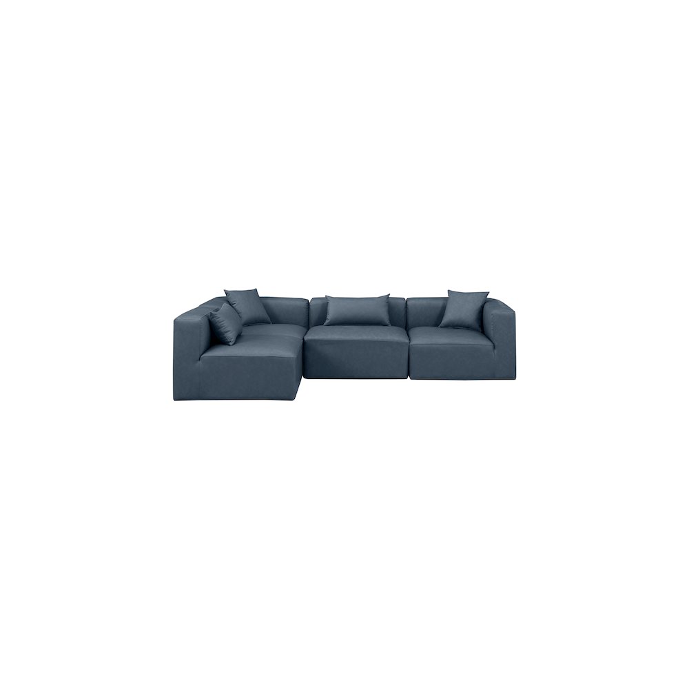 Cube Navy Blue Vegan Leather Modular Sectional