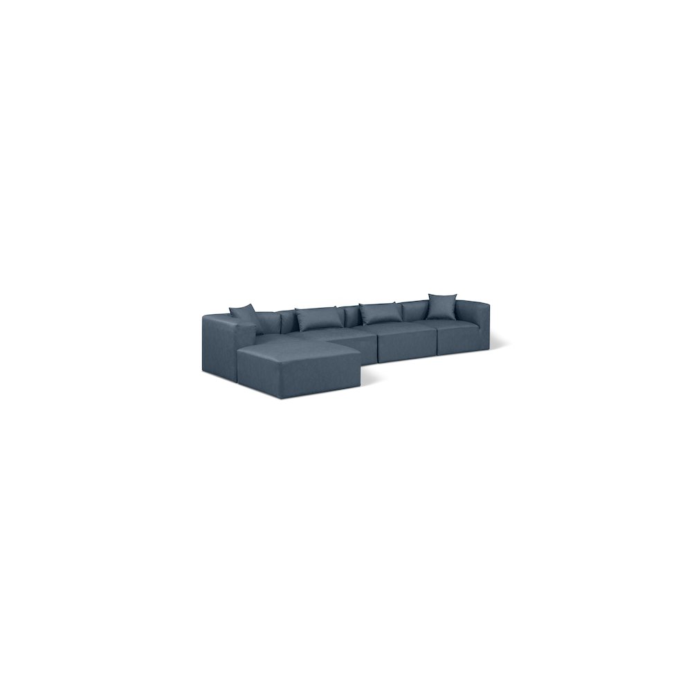 Cube Navy Blue Vegan Leather Modular Sectional