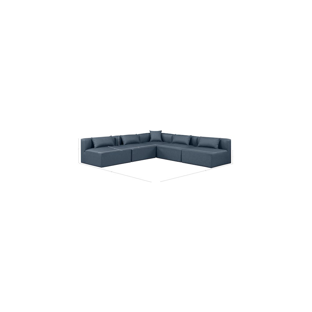 Cube Navy Blue Vegan Leather Modular Sectional