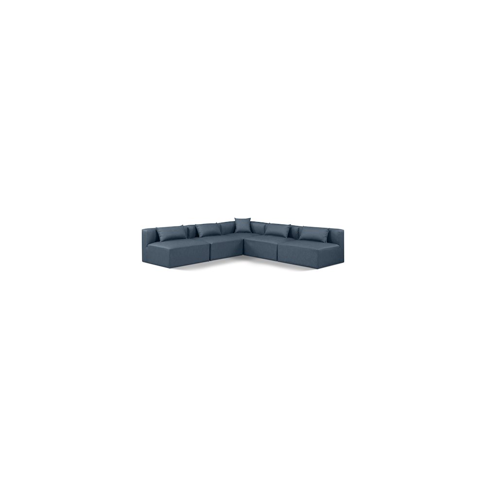 Cube Navy Blue Vegan Leather Modular Sectional