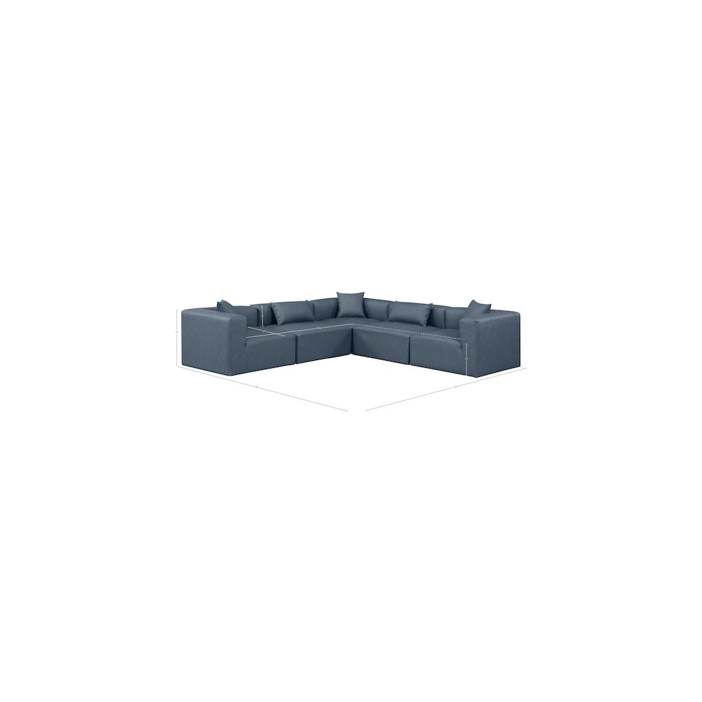 Cube Navy Blue Vegan Leather Modular Sectional