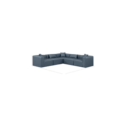 Cube Navy Blue Vegan Leather Modular Sectional