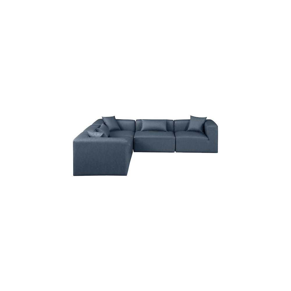 Cube Navy Blue Vegan Leather Modular Sectional