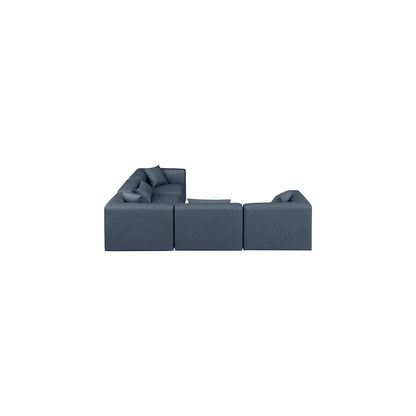 Cube Navy Blue Vegan Leather Modular Sectional