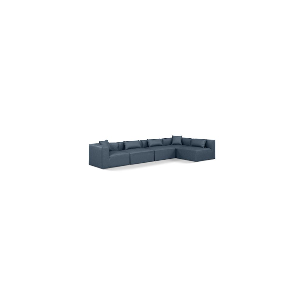 Cube Navy Blue Vegan Leather Modular Sectional