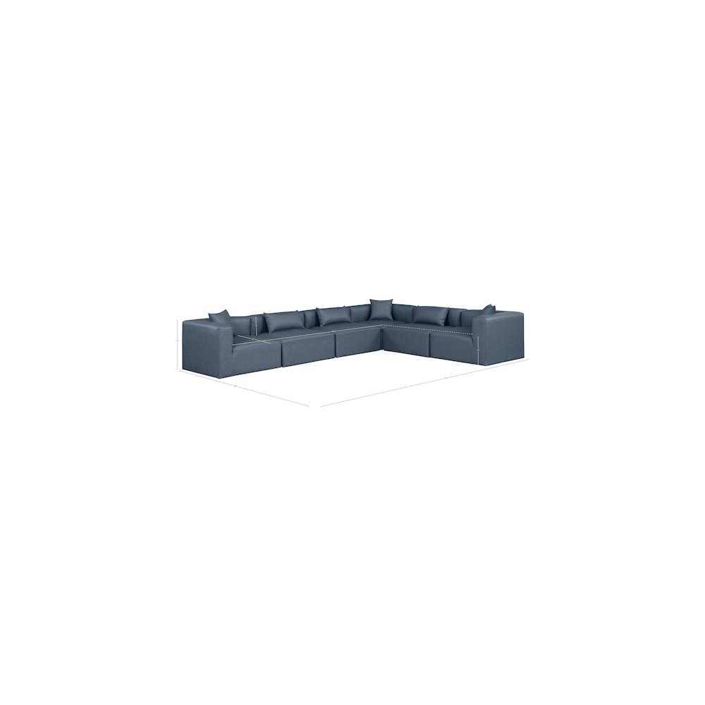 Cube Navy Blue Vegan Leather Modular Sectional