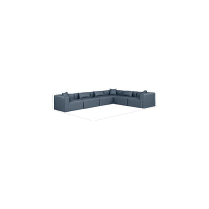 Cube Navy Blue Vegan Leather Modular Sectional
