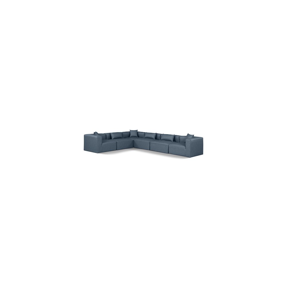 Cube Navy Blue Vegan Leather Modular Sectional