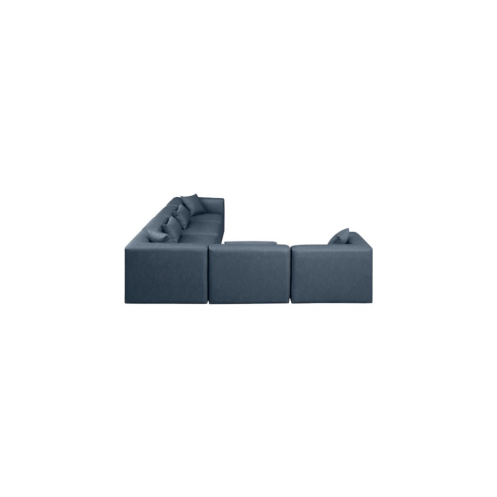 Cube Navy Blue Vegan Leather Modular Sectional