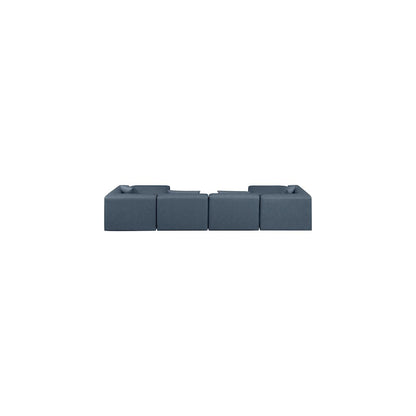 Cube Navy Blue Vegan Leather Modular Sectional