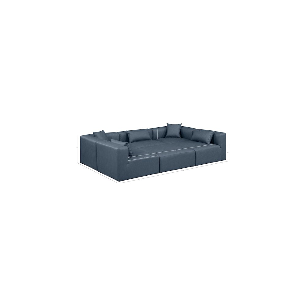 Cube Navy Blue Vegan Leather Modular Sectional