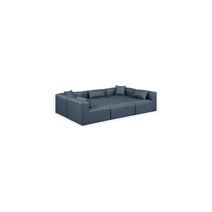 Cube Navy Blue Vegan Leather Modular Sectional