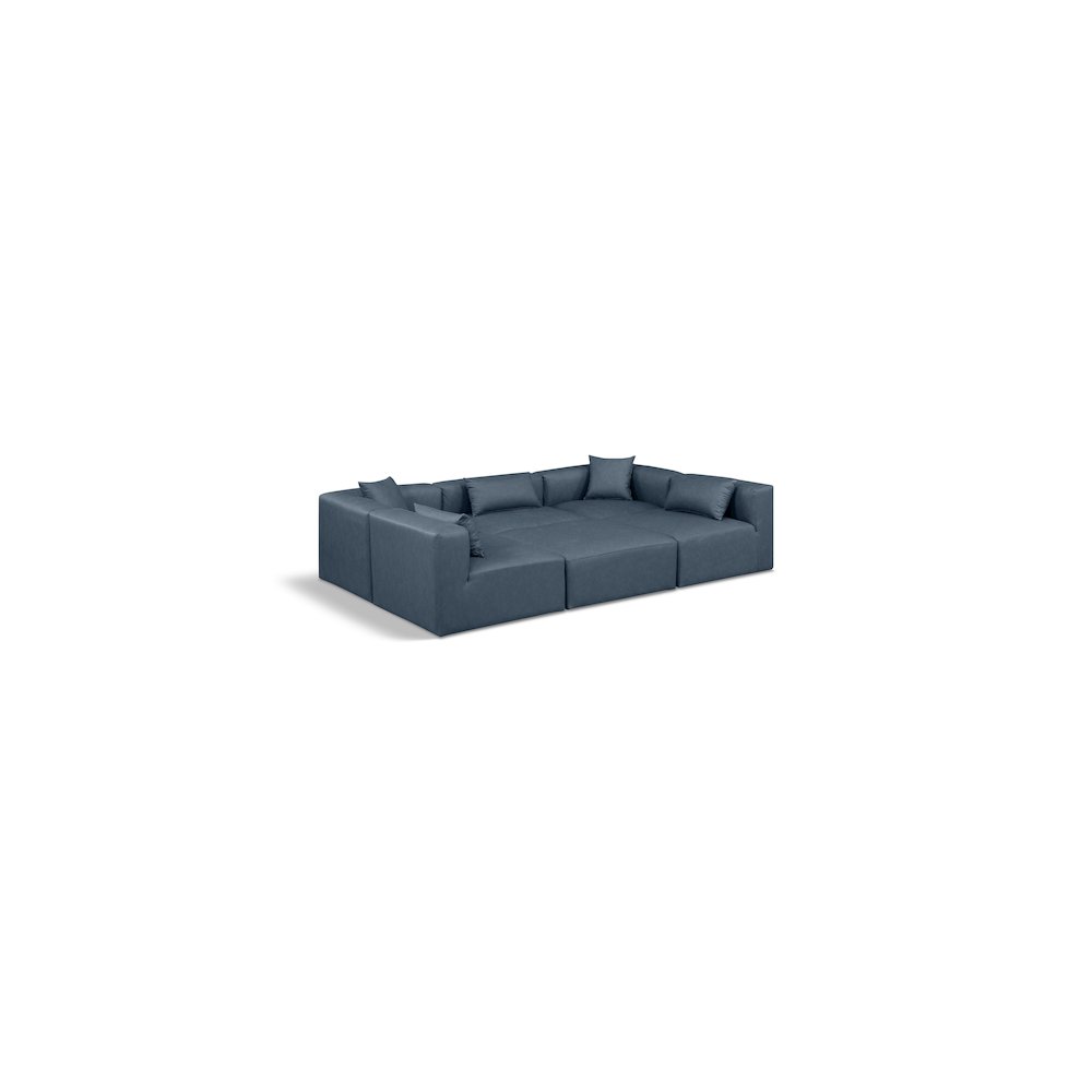 Cube Navy Blue Vegan Leather Modular Sectional