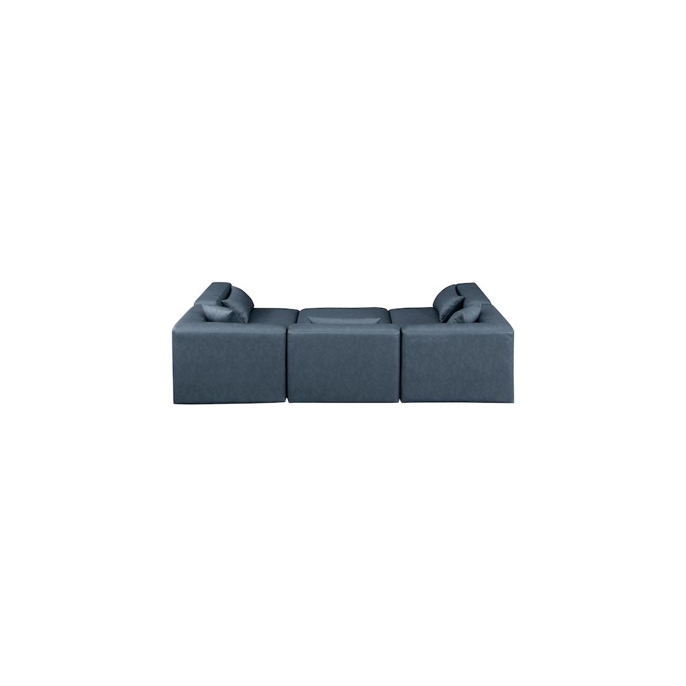 Cube Navy Blue Vegan Leather Modular Sectional