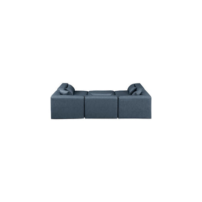 Cube Navy Blue Vegan Leather Modular Sectional