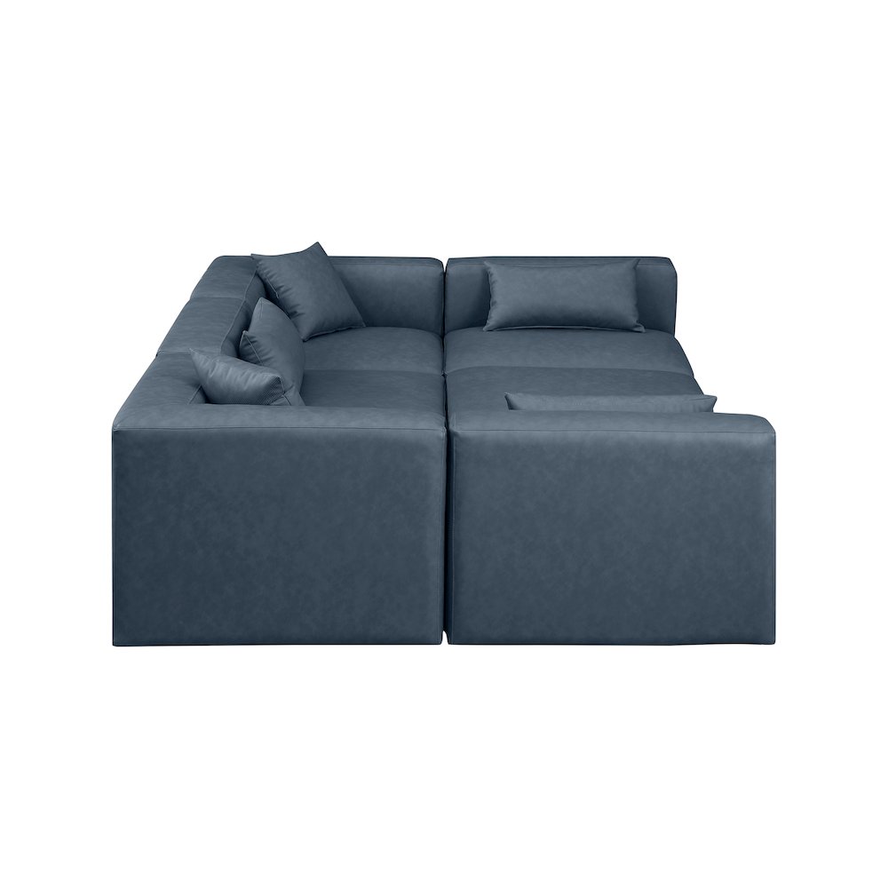 Cube Navy Blue Vegan Leather Modular Sectional