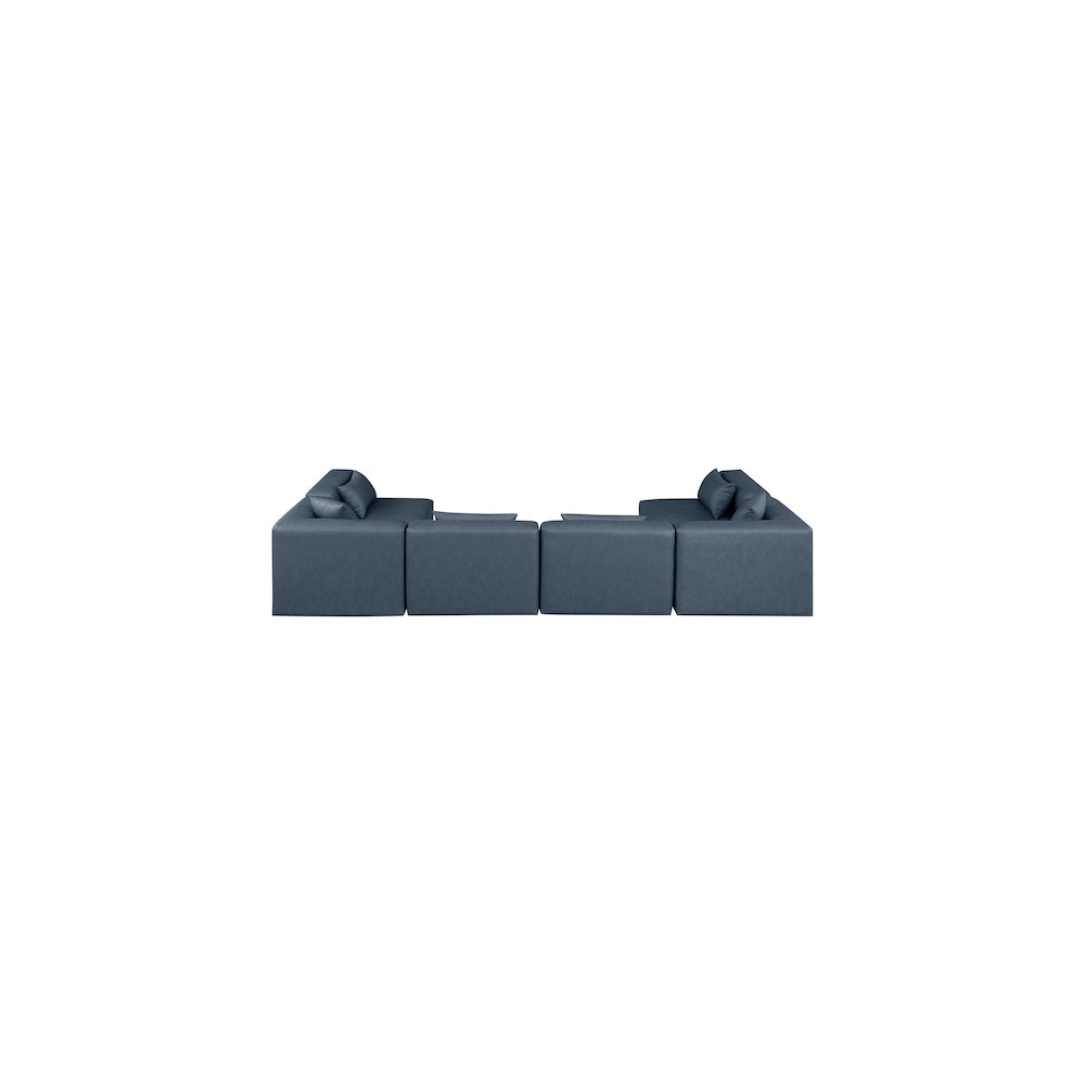 Cube Navy Blue Vegan Leather Modular Sectional