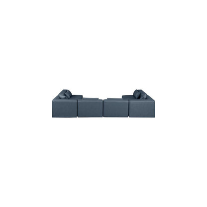 Cube Navy Blue Vegan Leather Modular Sectional