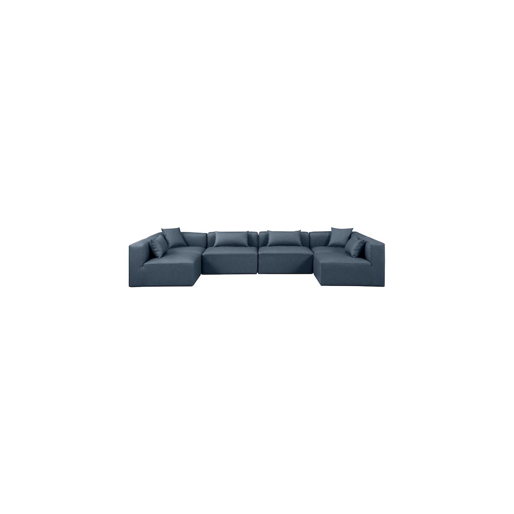 Cube Navy Blue Vegan Leather Modular Sectional