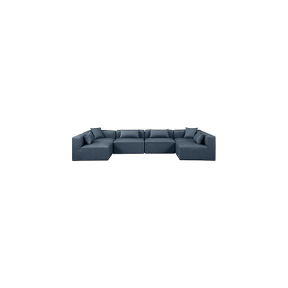Cube Navy Blue Vegan Leather Modular Sectional