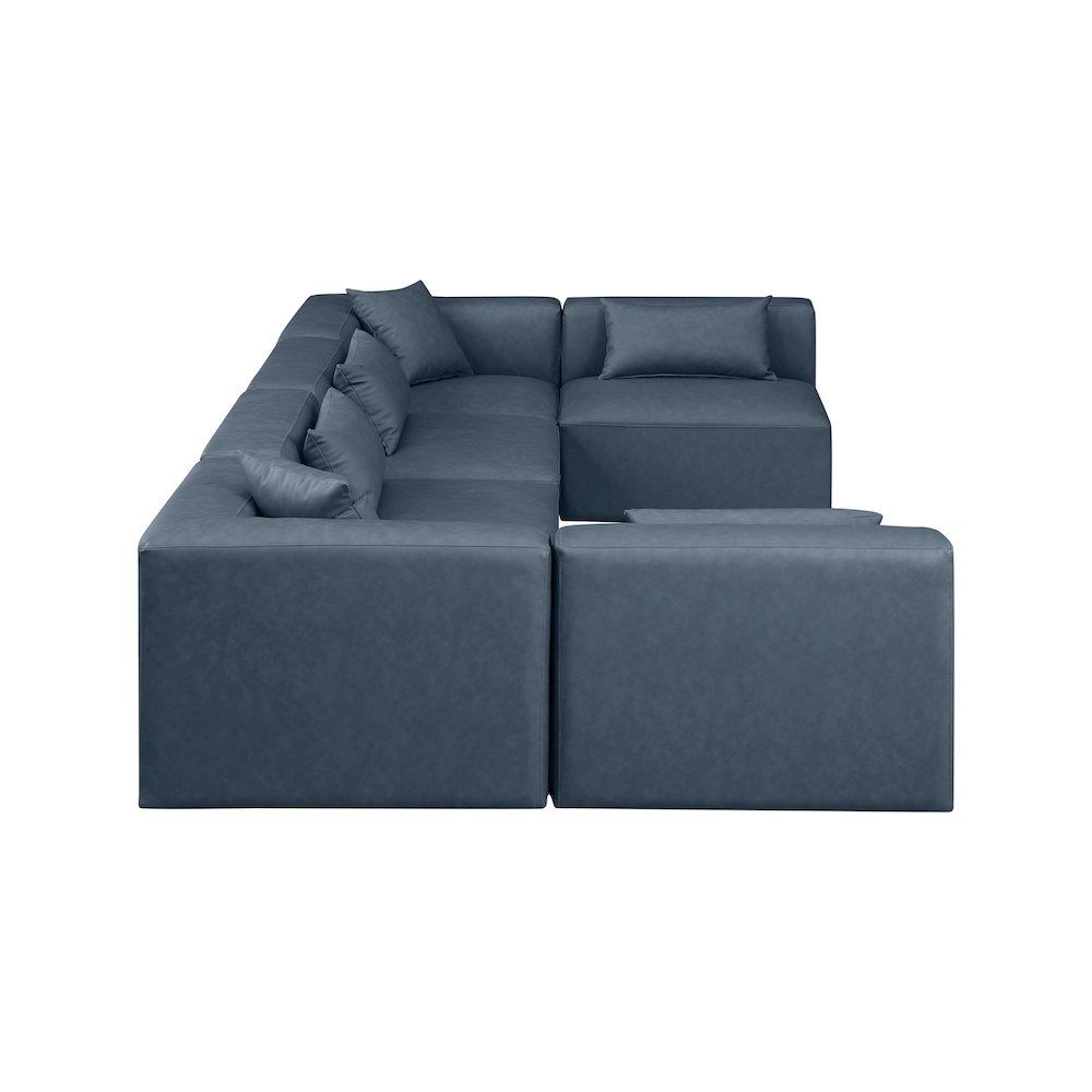 Cube Navy Blue Vegan Leather Modular Sectional
