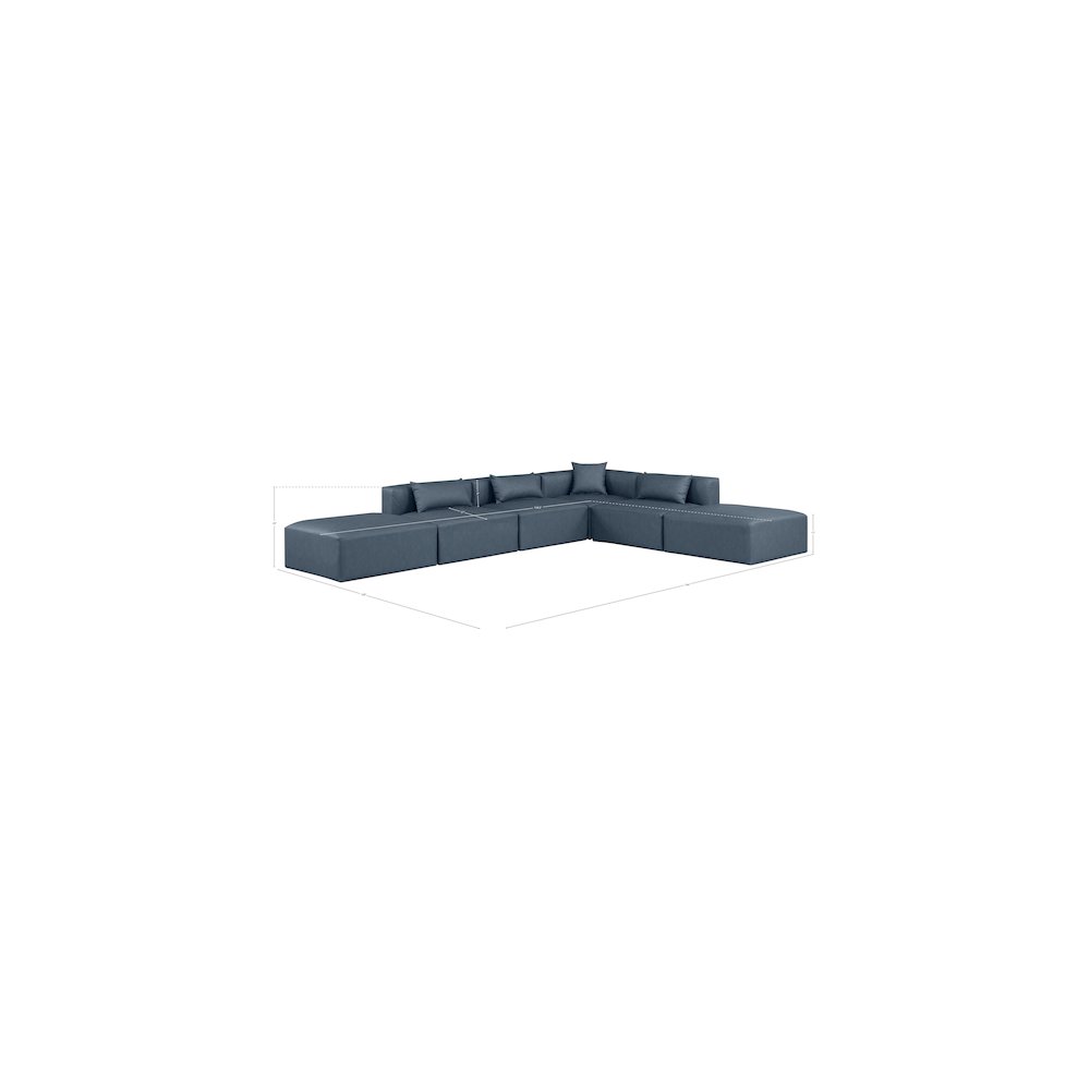 Cube Navy Blue Vegan Leather Modular Sectional