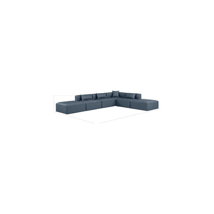 Cube Navy Blue Vegan Leather Modular Sectional