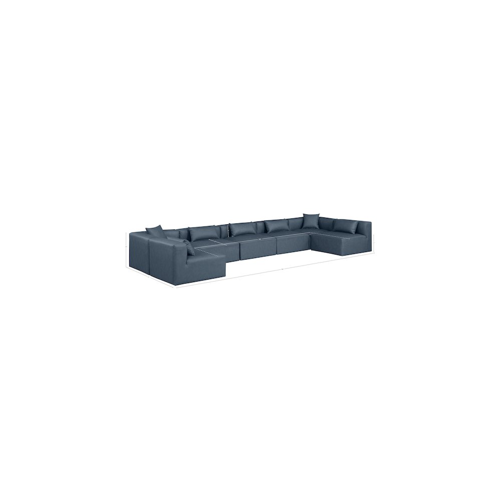 Cube Navy Blue Vegan Leather Modular Sectional