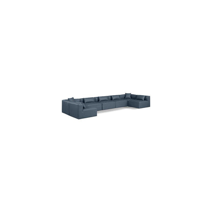 Cube Navy Blue Vegan Leather Modular Sectional