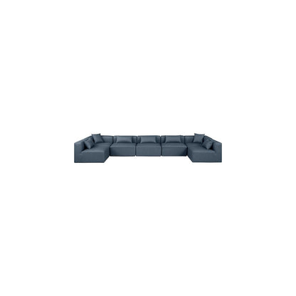 Cube Navy Blue Vegan Leather Modular Sectional