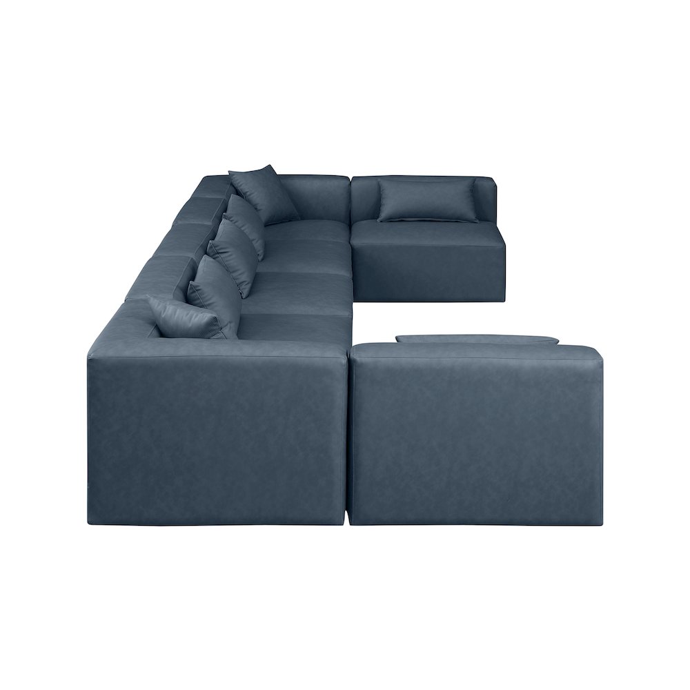 Cube Navy Blue Vegan Leather Modular Sectional