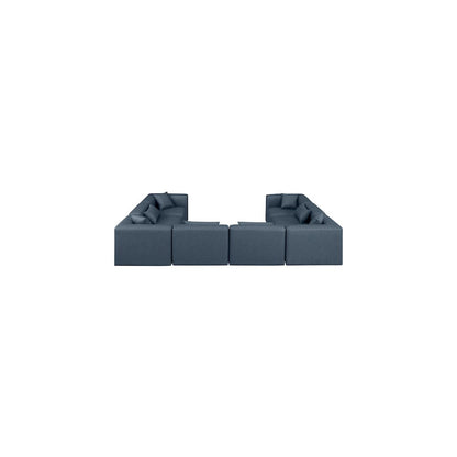 Cube Navy Blue Vegan Leather Modular Sectional