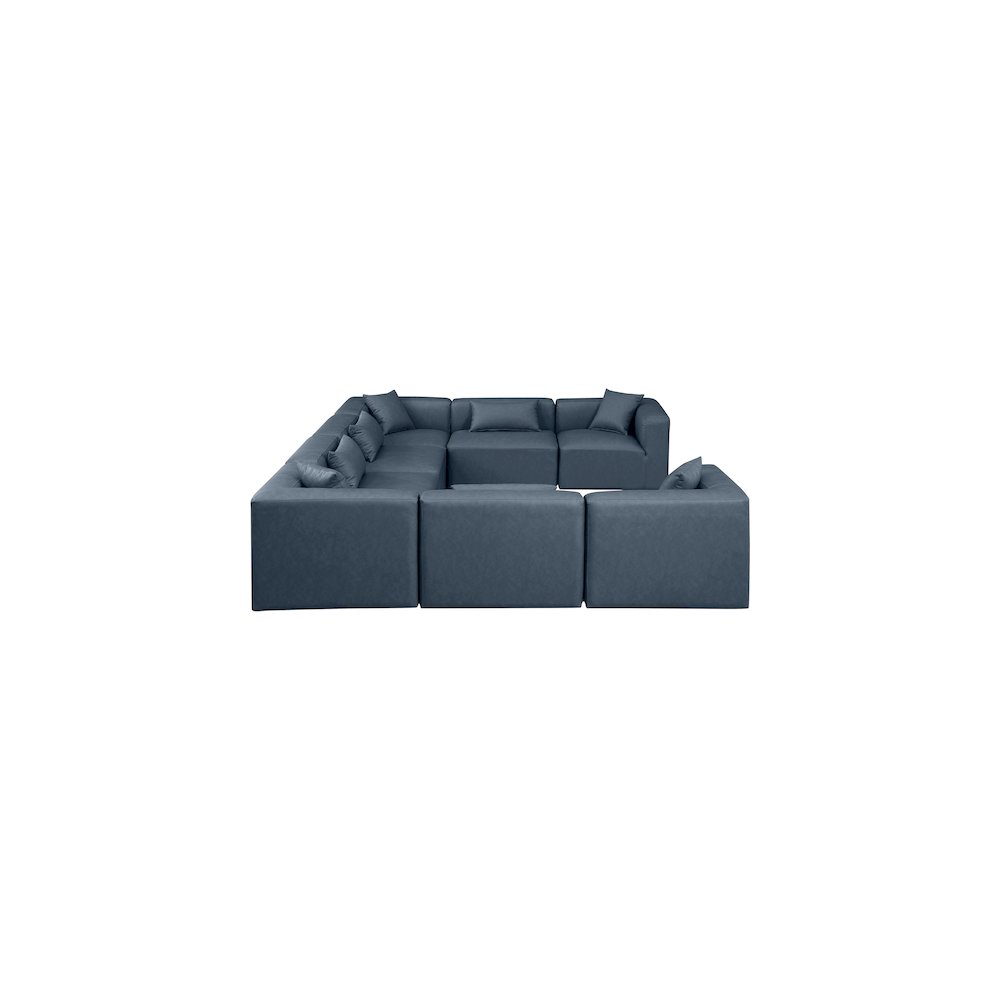 Cube Navy Blue Vegan Leather Modular Sectional