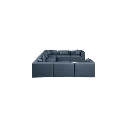Cube Navy Blue Vegan Leather Modular Sectional