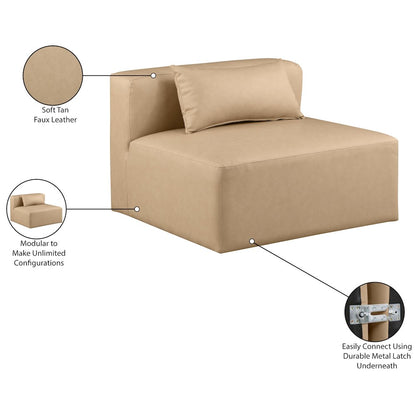 Cube Tan Vegan Leather Armless Chair