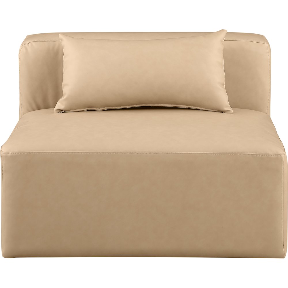 Cube Tan Vegan Leather Armless Chair